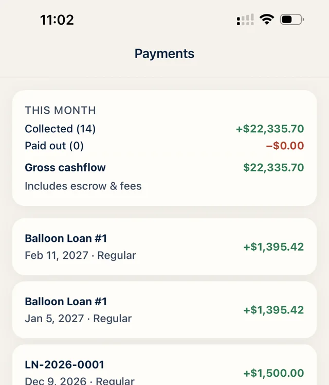 NoteHarbor Mobile payments summary